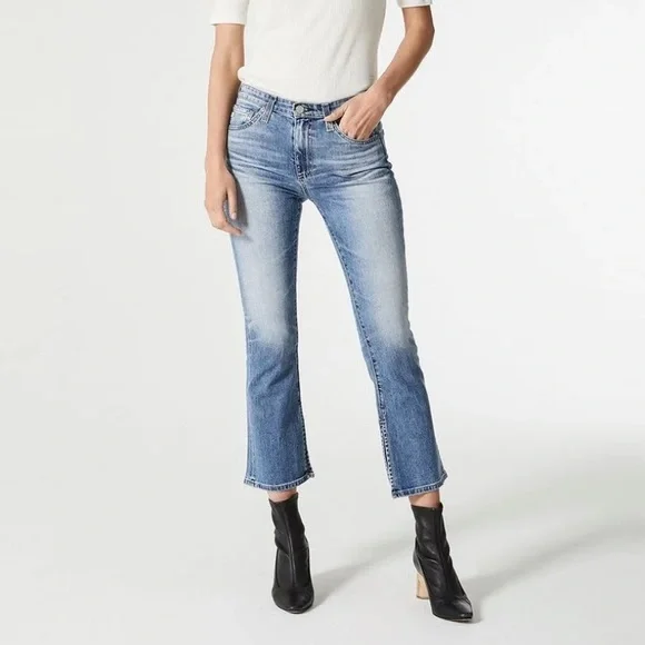 AG Adriano Goldschmied Women's Jodi Crop Flare Jeans - High Rise Slim Fit, 26" Inseam, Velveteen Stretch